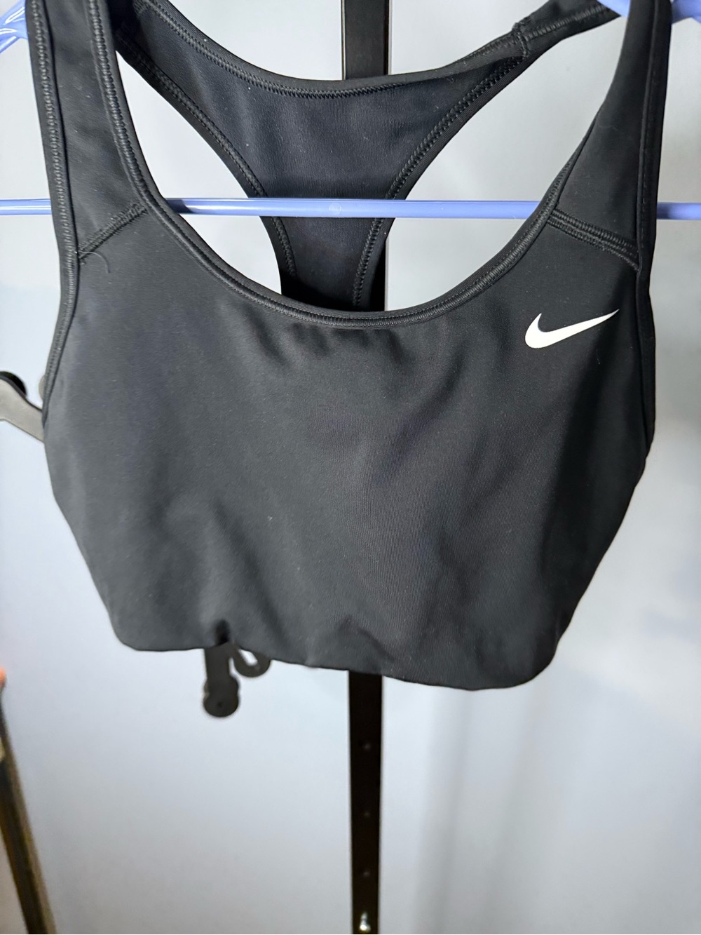 Nike Black Sports Bra with White Swoosh - Racerback Support PTP 14
